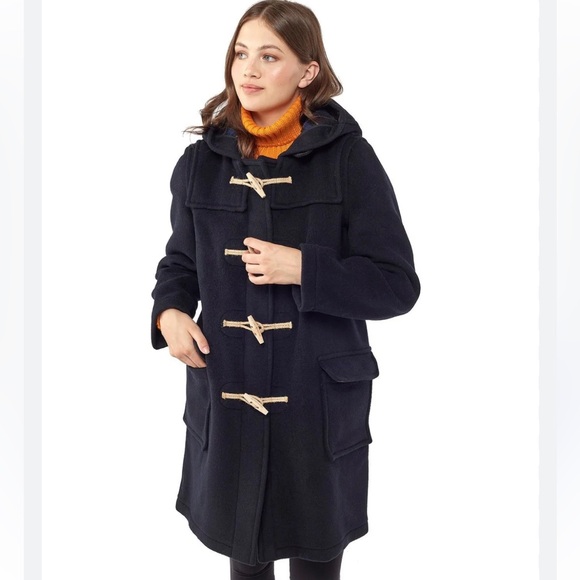 Montgomery England women’s navy original classic fit wool ruffle coat M NWT